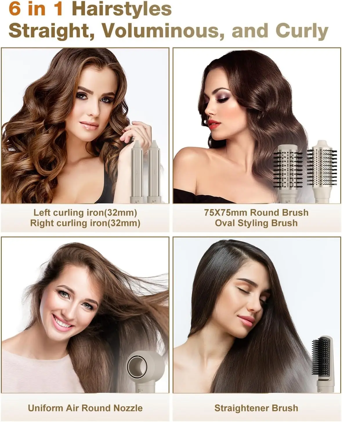 Dryer Brush & 6 in 1 Styler,110,000 RPM -Speed Negative Ionic Dryer Fast Drying, Multi Hair Styler, Professio