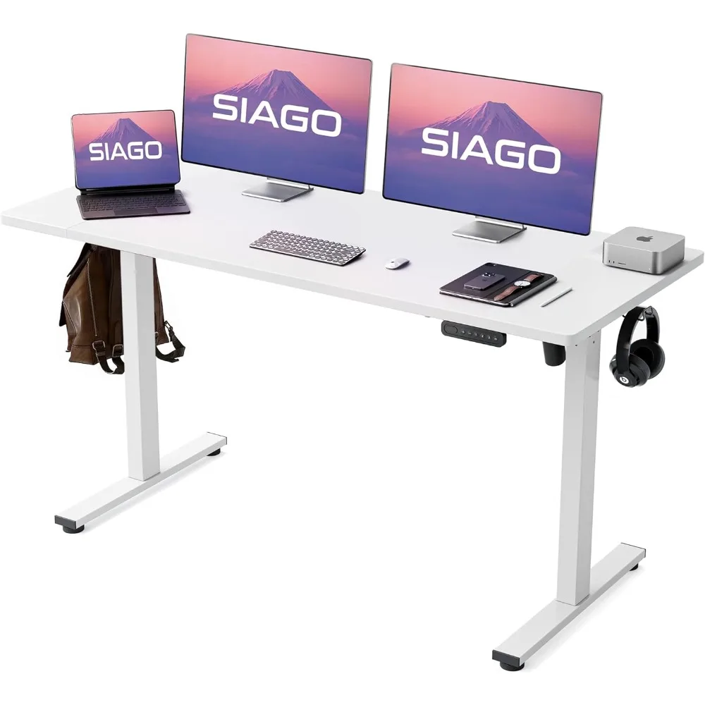 Electric Standing Desk Adjustable - 55 x 24 Inch Sit Stand up Desk with Cable Management - 3 Memory Preset Adjustable Heig