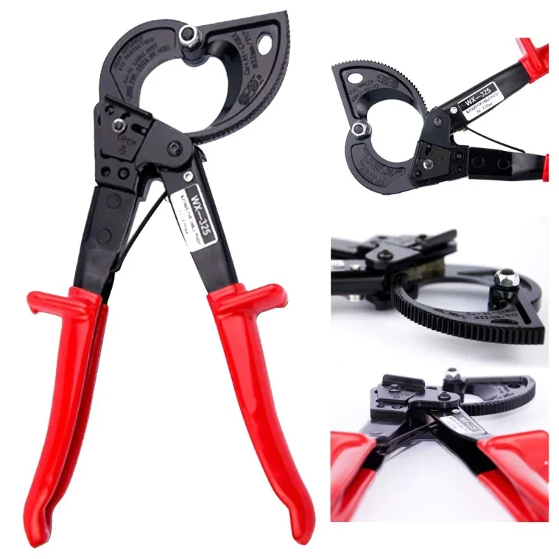 

HS-325A Ratcheting Cable Cutter Insulated Wire Cutting Pliers Professional Ratcheting Crimper Terminal Crimper Tool