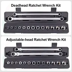 15PCS Adjustable Ratchet Wrench Kit Chrome Vanadium Steel Torque Wrench Socket Set For Car Repair Hand Tools