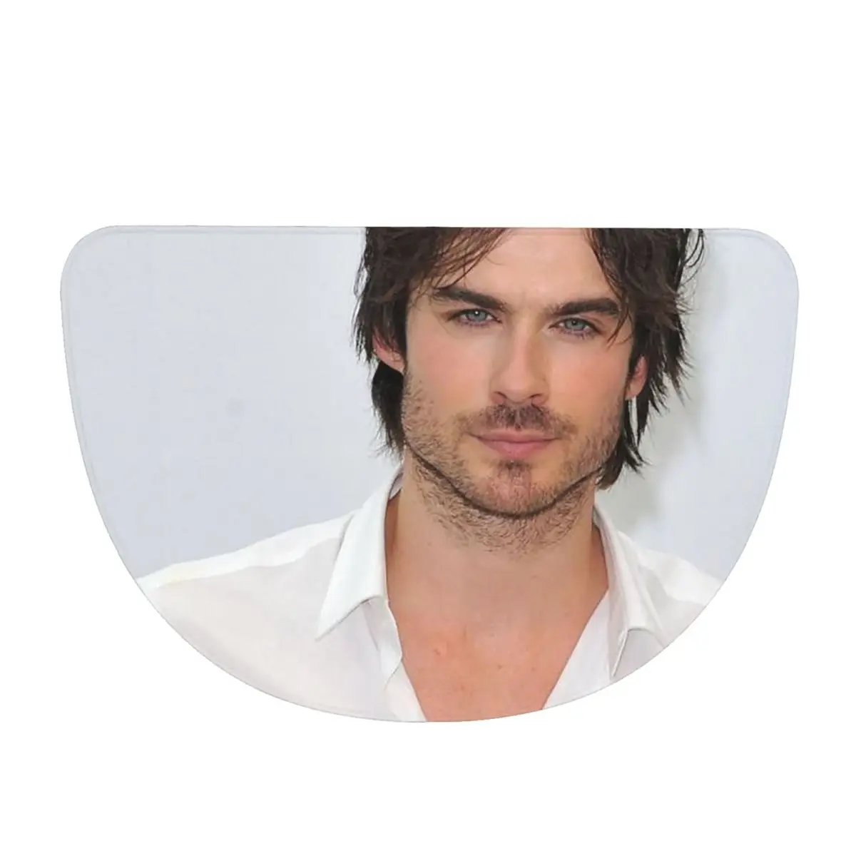 Soft Ian Somerhalder Damon Salvatore Flannel Half Round Doormat Non Slip Bathroom Mat Absorbent Floor Carpet for Laundry Room