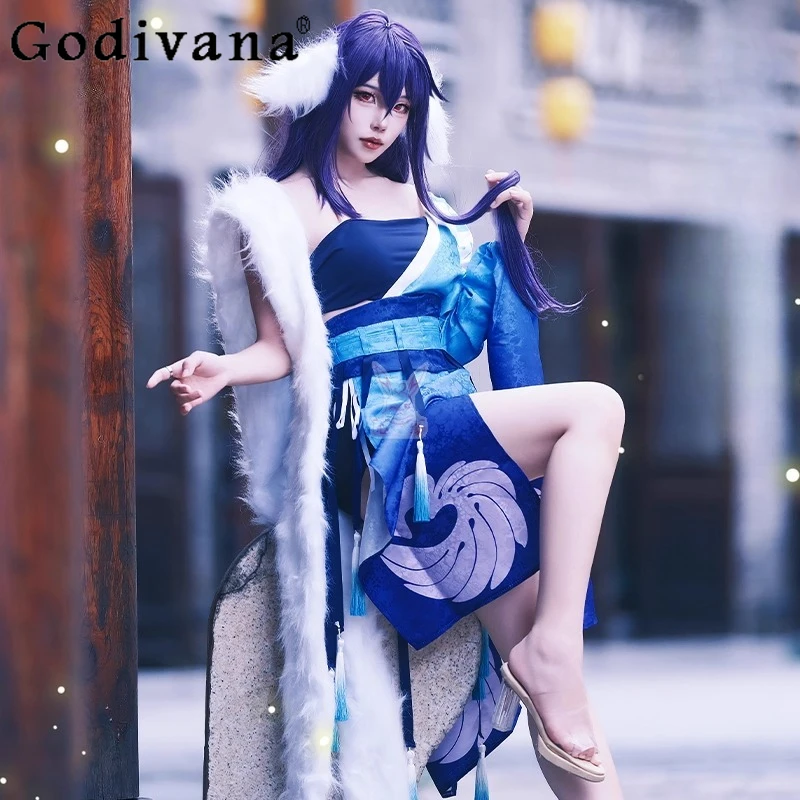 

Hallowmeens Party Wigs Animation Prop Set Women Anime Fox Spirit Cosplay Costume Suits Female Role Play Comic Con Outfits