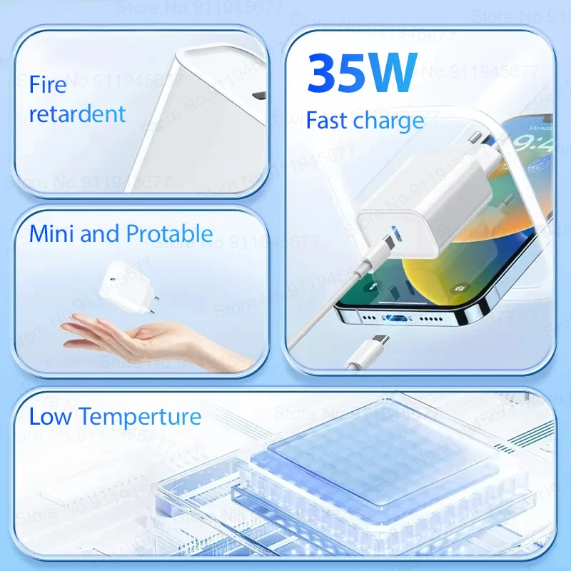 PD 35W Fast Charger For Apple iPhone 14 13 12 11 15 Pro Max Plus USB C Charger Fast Charging 7 8 6 6S XR XS SE Phone Accessories - náhled 5