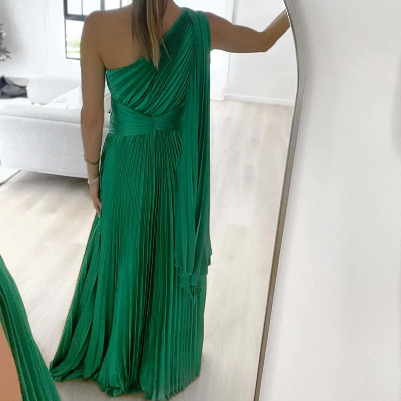 Sexy Off Schulter Bankett Maxi Kleid 2023 Neue Schräge Kragen Gefaltetes Casual Kleider Damen Nehmen Urlaub Partei Lange frauen kleid