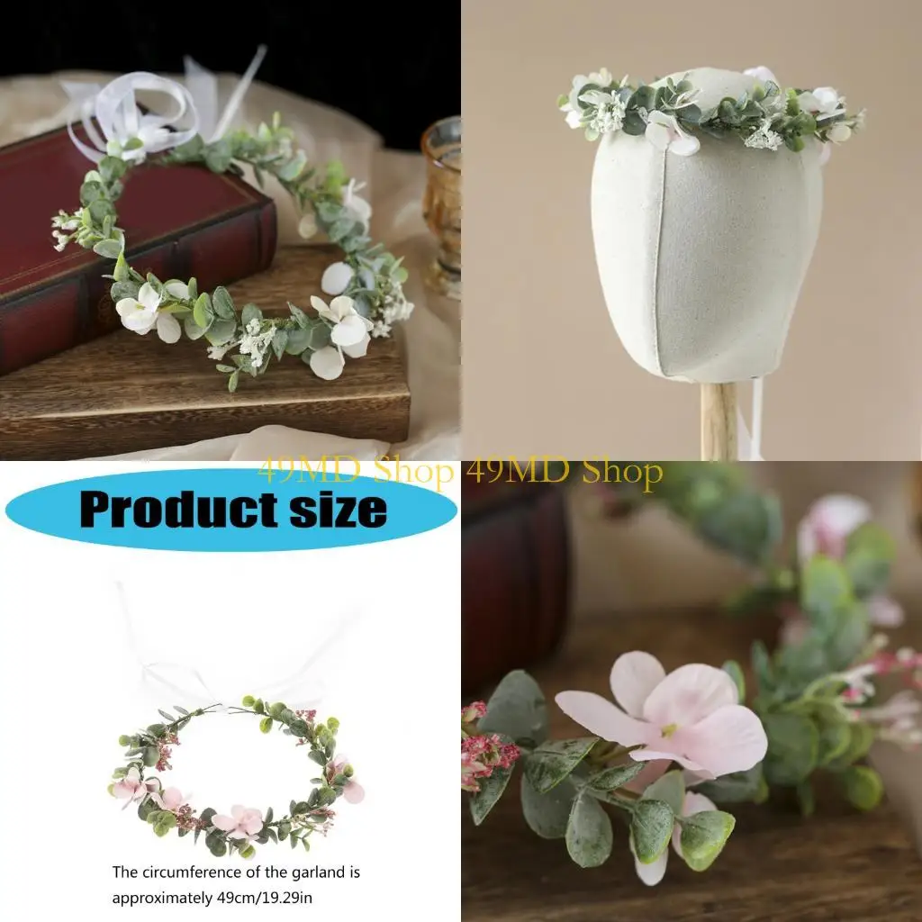 

49MD Короны невесты Шиньон Имитация цветочного венка Головные уборы Гавайские гирлянды Головной убор для фотографий Церемонии на