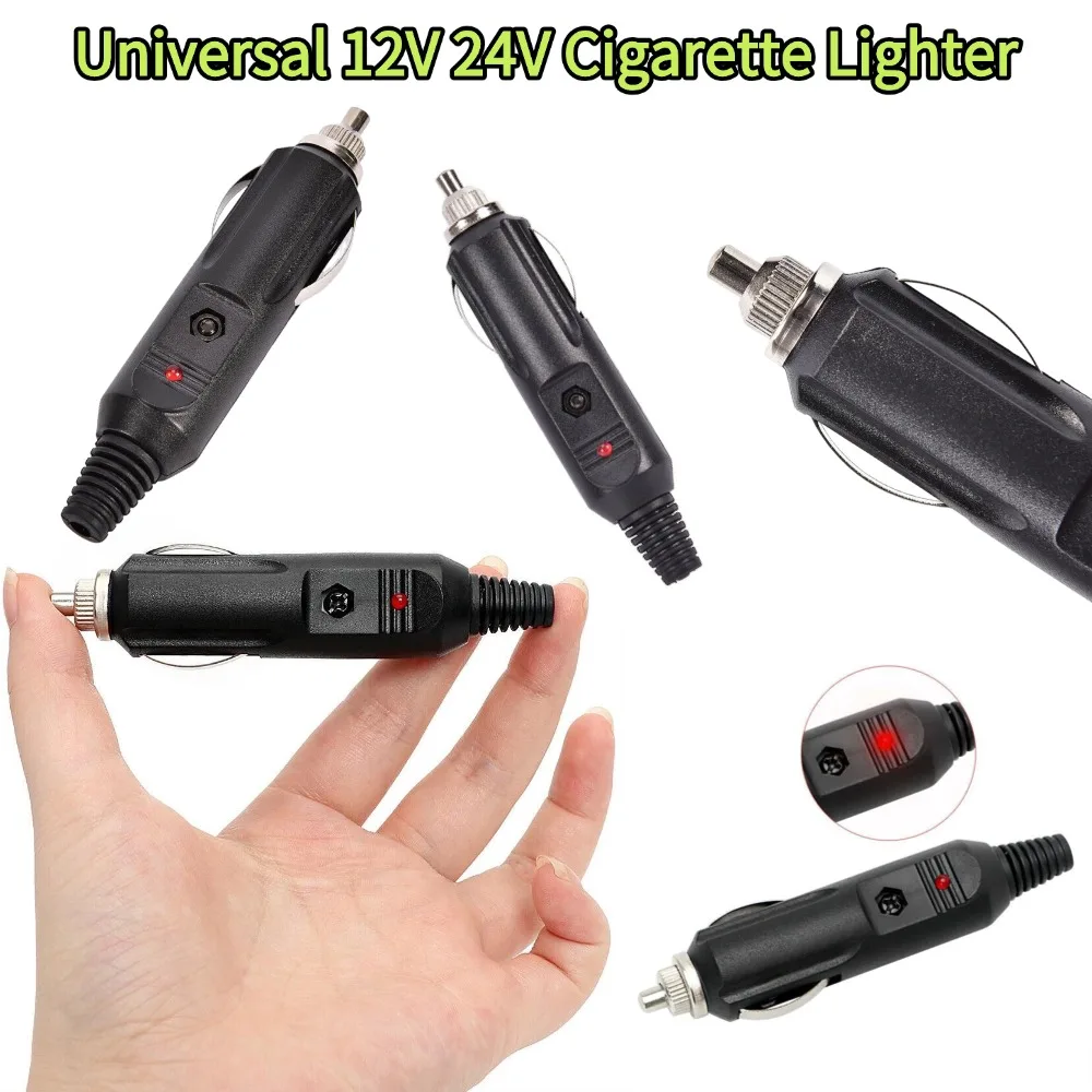 12V 24V Car Cigarette Lighter Socket 15A Universal Plug Connector Adapter for Trucks RVs Boats Vehicles Power Outlet Replacement