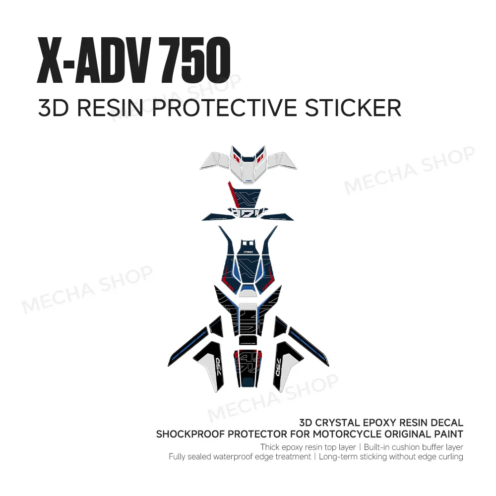 For X-ADV 750 2026 on Tricolor Edition 3D Resin Sticker Protection Kit Motorcycle Accessories