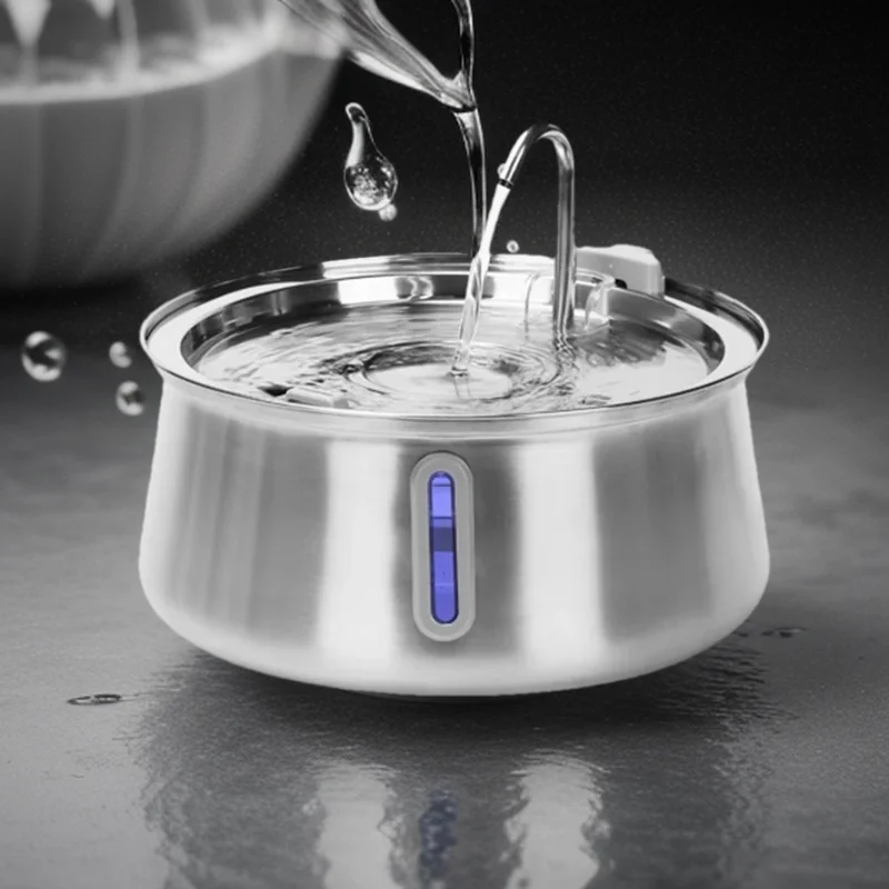 

4L Auto Pet Water Fountain - 304 Stainless Steel Quiet Circulating Water Level Viewer No Dead Corners, Easy Clean for Cats/Dogs