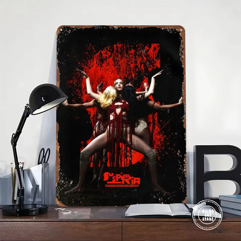Suspiria Movie 3D Printed Texture Poster Personalized Wall Art Retro Metal Tin Signs for Vintage Decorations Gamer Decoration
