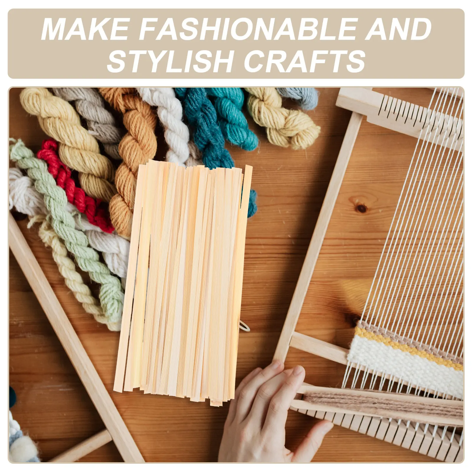 50 PCS Fan Wood Sticks for Crafts Bamboo Weaving Strips DIY Hand Fans Thin Material Beige Basket Supplies Handmade - view 4