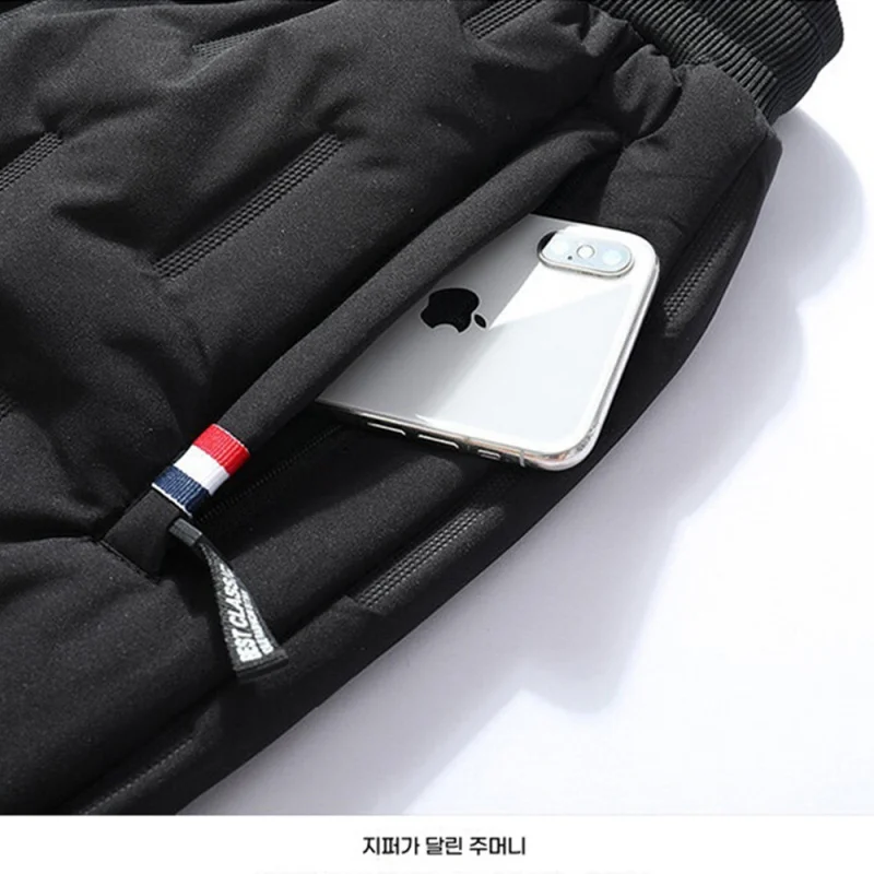 2 قطعة مجموعة رجل السراويل الشتاء رشاقته ملابس للرجال عادية مطاطا حزام البضائع الأسود فضفاض دافئ ومقاوم للرياح 2025 المراهقين