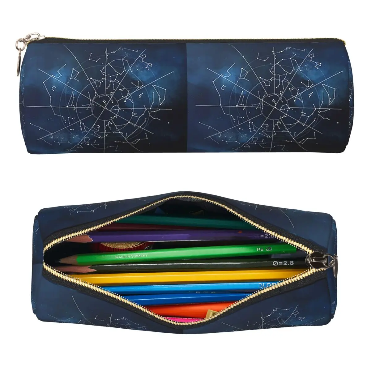 Zodiac Constellations Space Pencil Case Pencil Pouch Cylinder Pen Box Pencil Bag for Boys Girls School