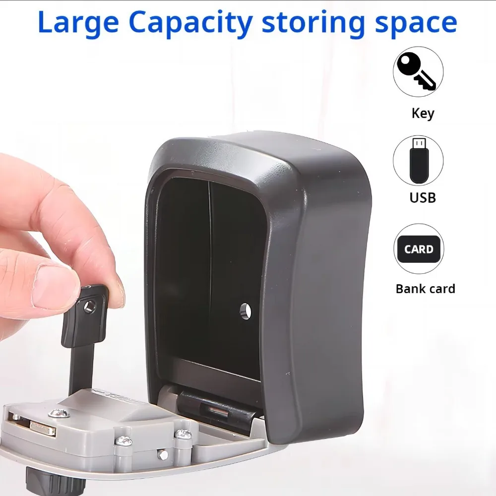 Durable 4 Digit Code Key Storage Case Locking Turn Knob Hanging Design Password Key Box Waterproof Key Organizer Box Outdoor Use