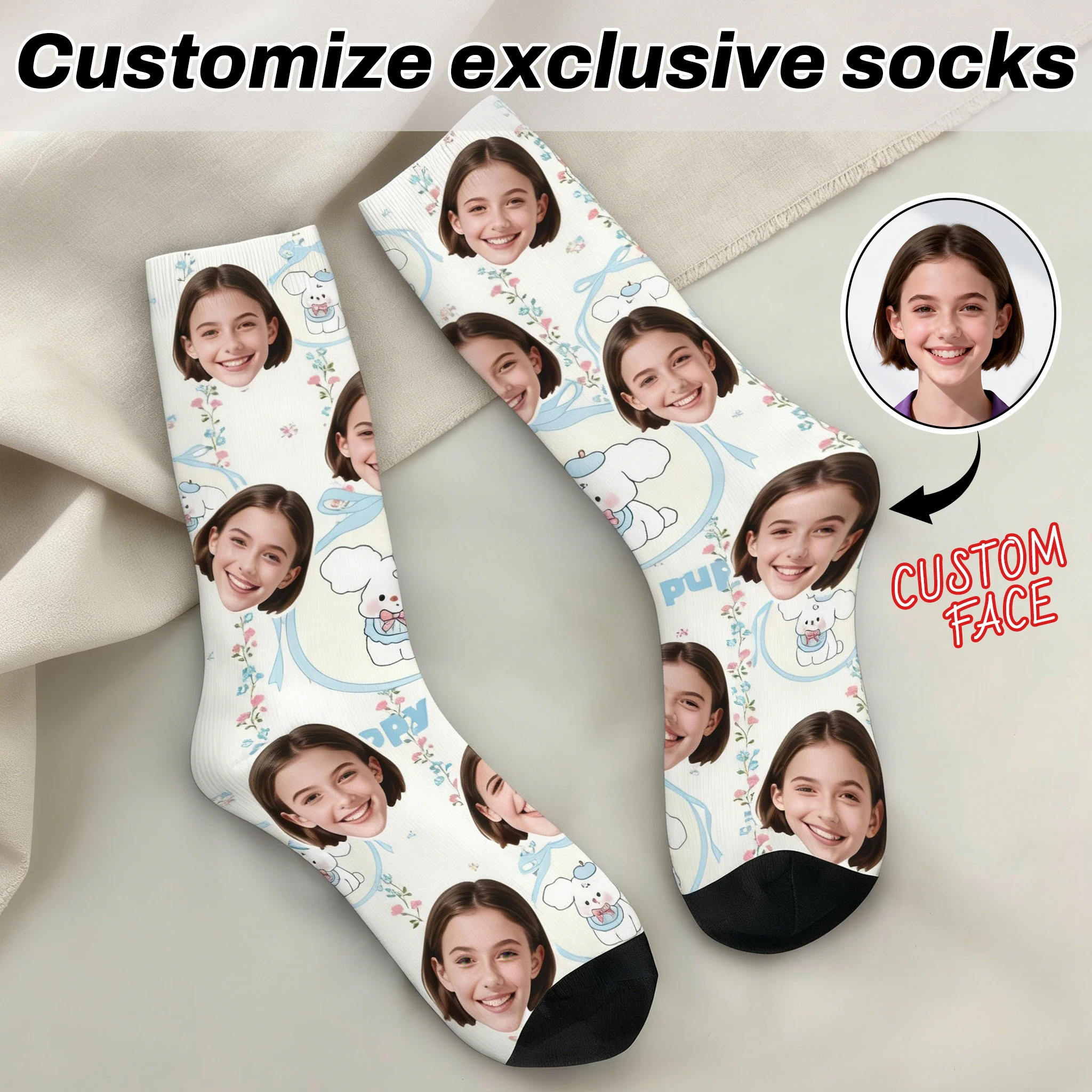 

CUTE Customized face-shaped socks DIY Unisex customized socks Personalized picture socks Photo socks Customized socks as gifts