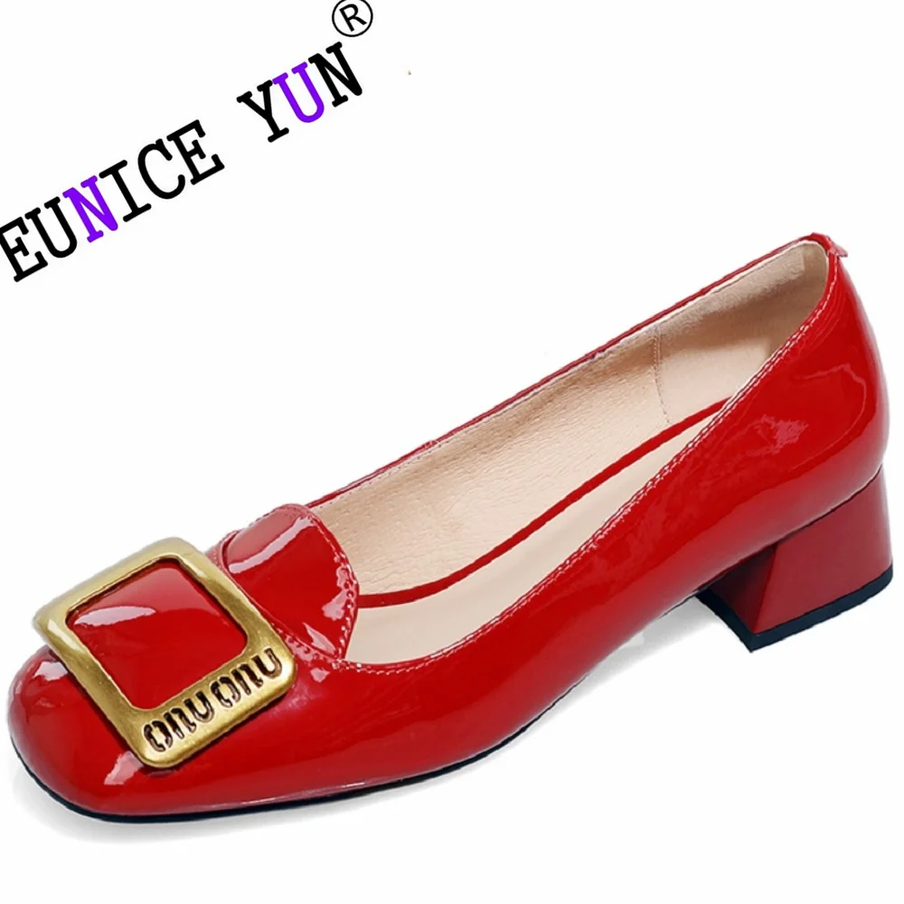 

【EUNICE YUN】Metal Decoration Genuine Leather High Heels Women Shoes Spring Autumn New Solid Color Ladies Pumps Slip On Cozy