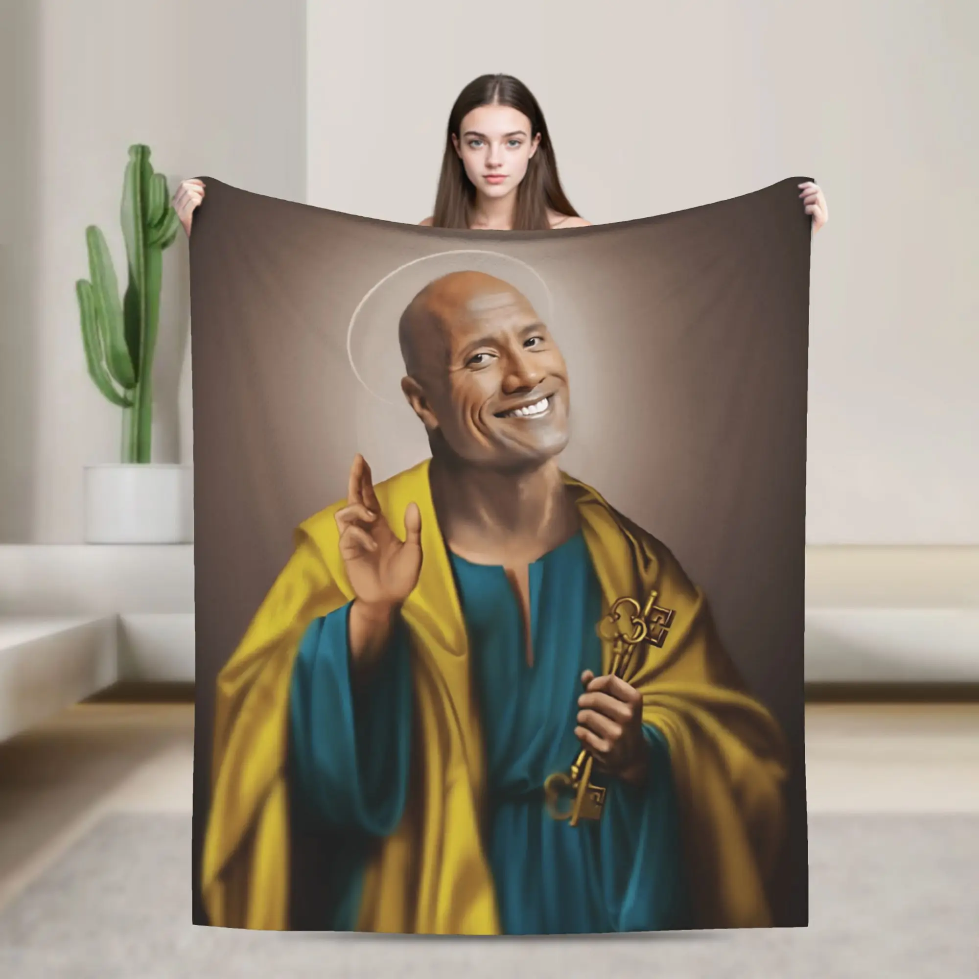Saint Strong The Rock Dwayne Johnson Flannel Blanket Winter Soft Durable Throw Blanket for Child Couch Bed Bedspread Bed Cover
