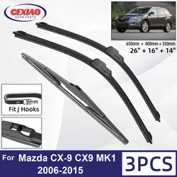 For Mazda CX-9 CX9 MK1 2006-2015 Car Front Rear Wiper Blades Soft Rubber Windscreen Wipers Auto Windshield 26