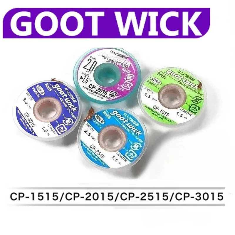 Malla desoldadora Goot Wick CP1515/2015/2515/3015 de diferentes tamaños, fácil de usar para reparación de placas de circuitos de teléfonos móviles