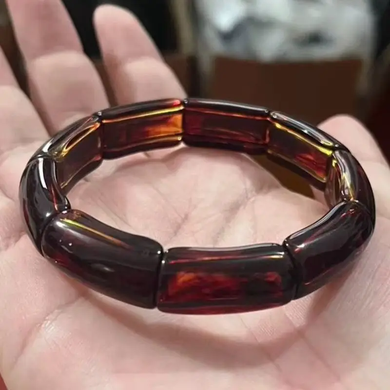 Classic Simple Ethnic Style Second Generation Blood Amber Bamboo Hand Row Handicrafts