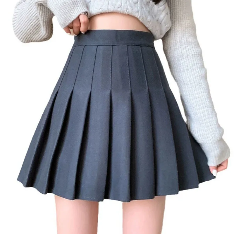 Autumn Winter Woolen Pleated Skirts Women New Korean High Waist Slimming Mini Skirt Ladies Preppy Style Side Zipper A-Line Skirt