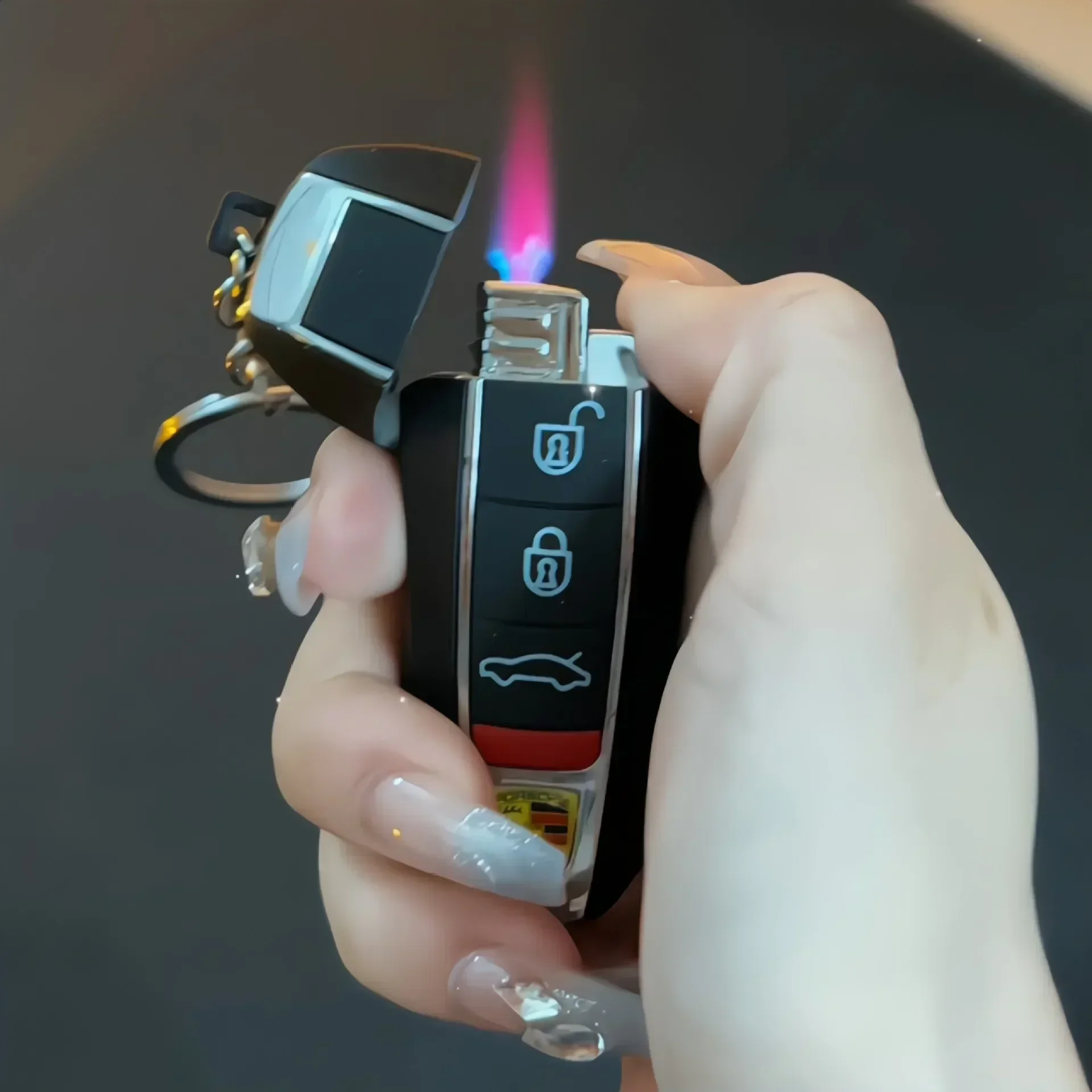 Creative Car Key Pendant Butane Lighter Windproof Flame Lighter Cigar Gadgets Personalized Fashion Cool Boyfriend Gift