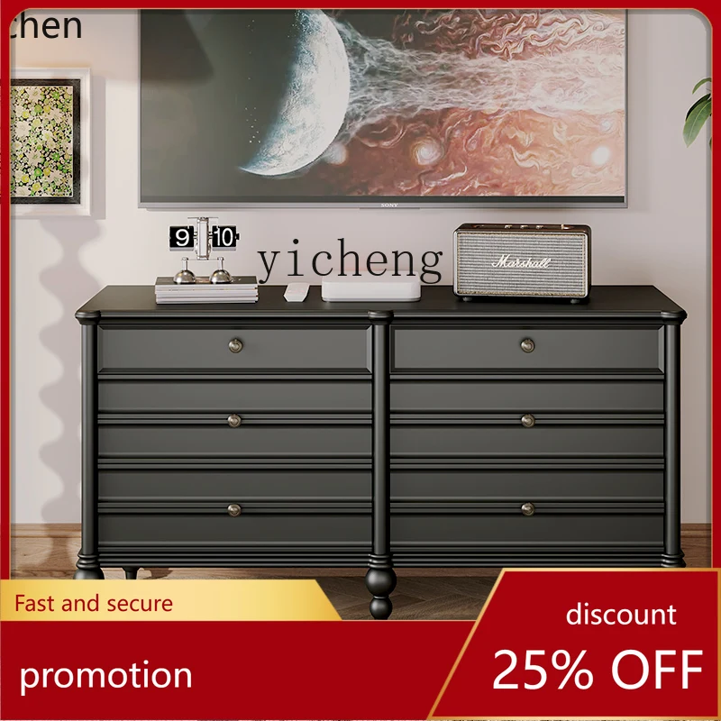 

ZMLmedieval style chest cabinet, all solid wood retro bedroom 680-90 drawer cabinet, entrance cabinet