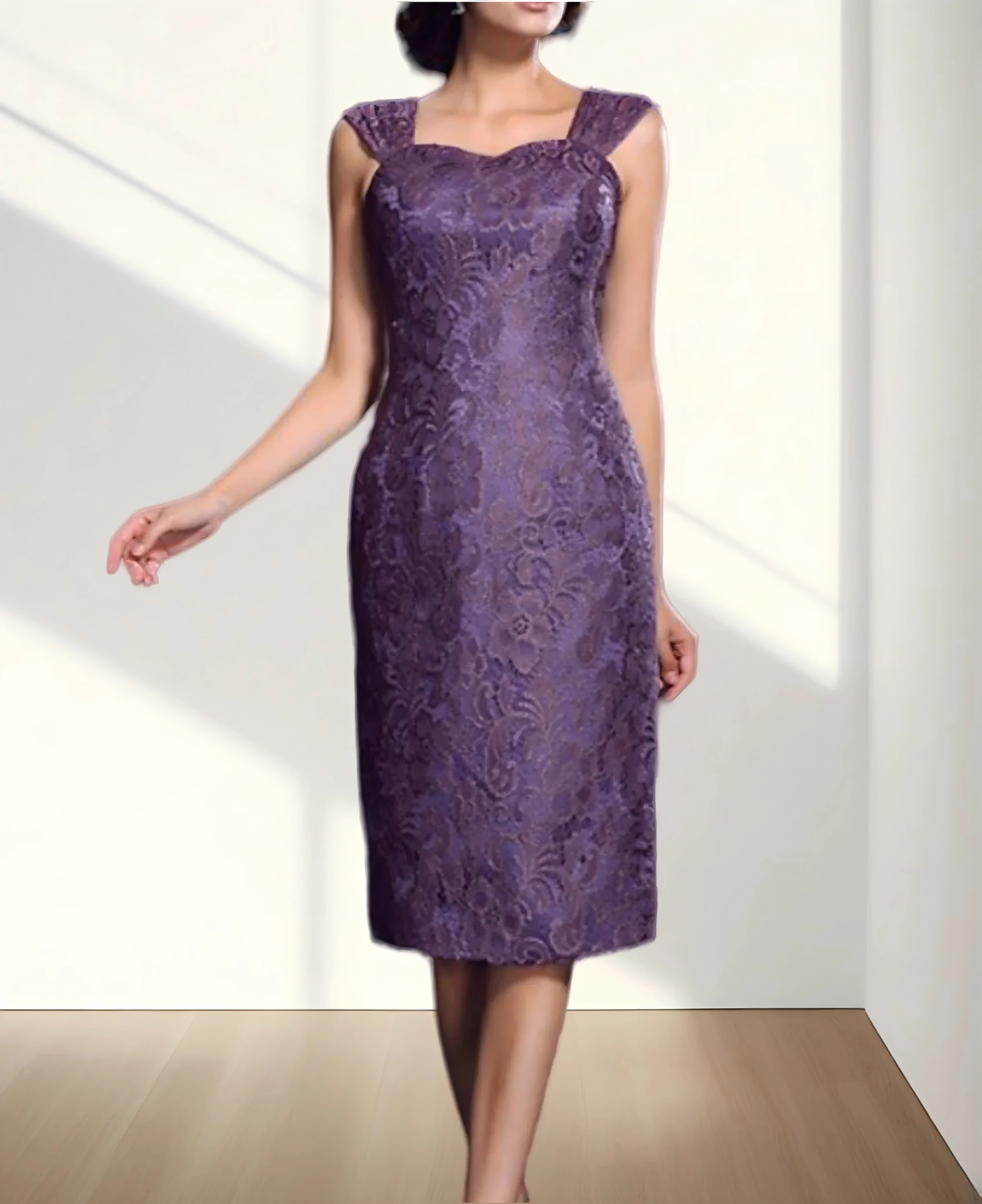 Mother of the Bride Dress Elegant Jewel Neck Knee Length Chiffon Long Sleeve Jacket Dresses with Lace 2026