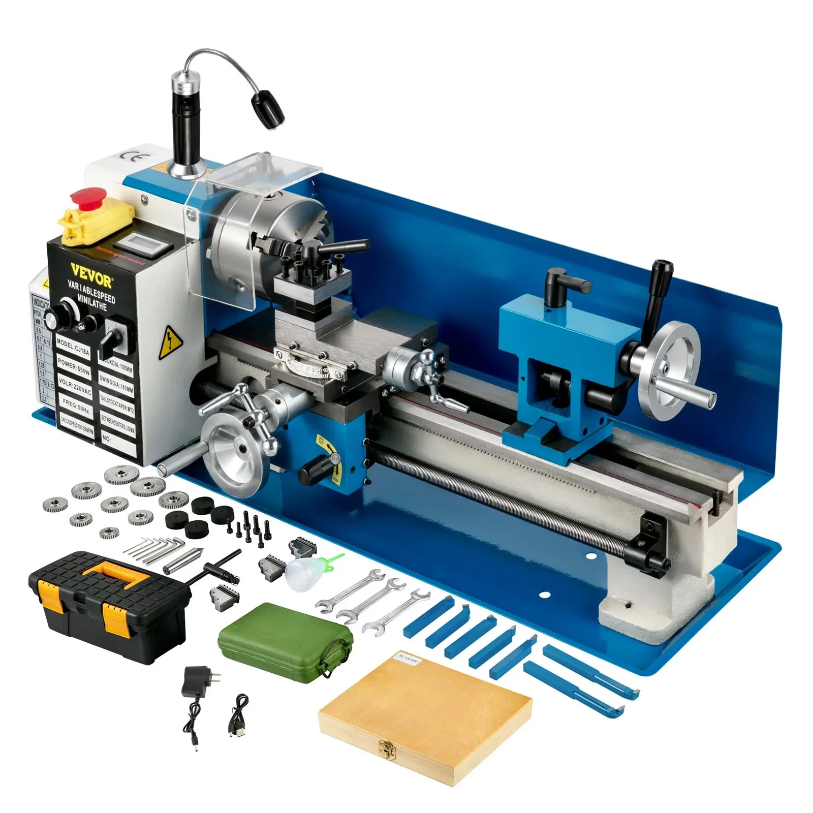 VEVOR مخرطة معدنية صغيرة 7 بوصة × 14 بوصة 550 وات لخيوط تروس معدنية عالية الدقة 4 بوصة 3 فك تشاك للأشياء المربعة والمستديرة #1