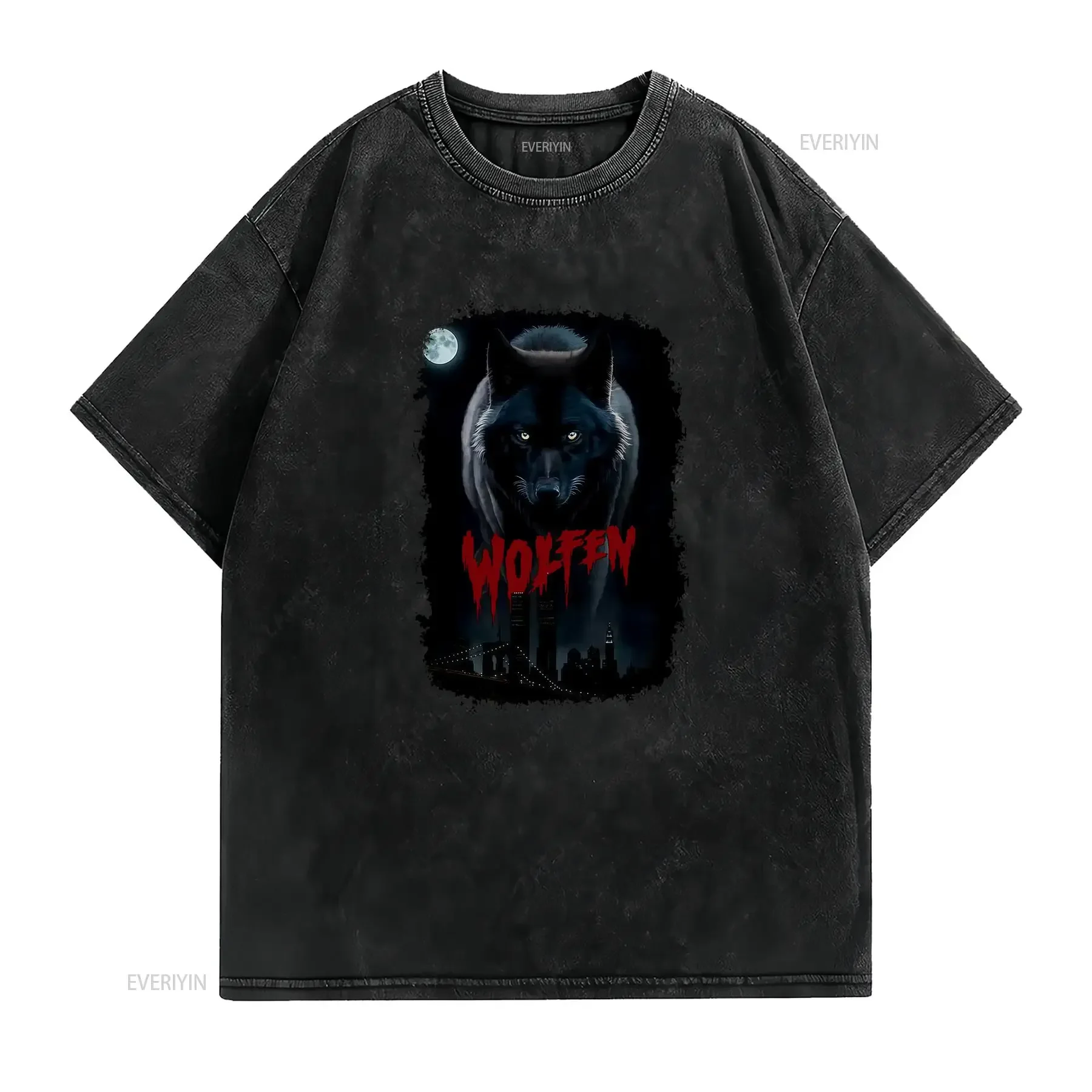 Wolfen 1981 Movie Poster Inspired T Shirt Retro 80s vintage Washed Casual Stylish Versatile graphic fashion Comfortable