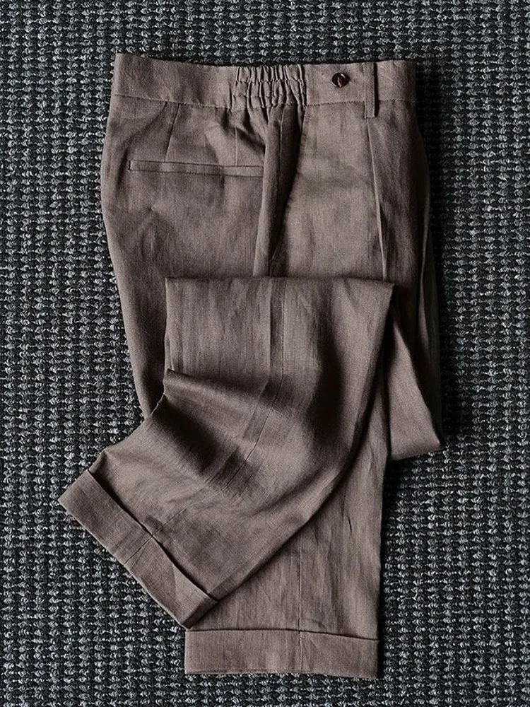 Men Office Comfortable Summer Work Suit Pants Business Fashion Casual Male Solid Color Linen Pants Loose Fit Straight Trousers