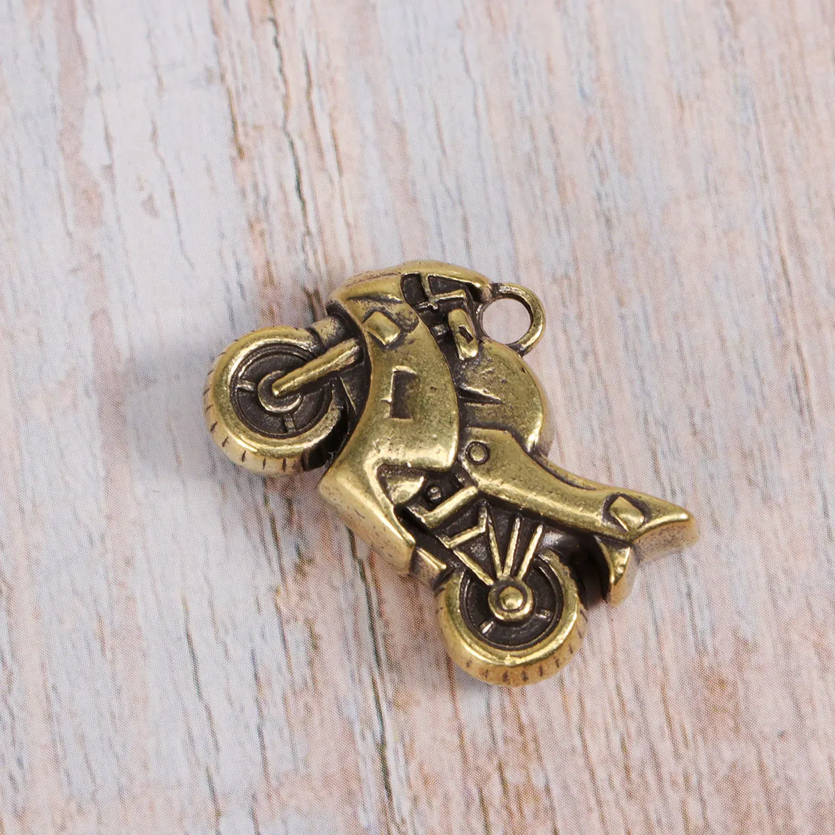 Golden Motorcycle Pendant Keychain Charms Unique Design Hanging Decor for Necklace Sweater Chain DIY Jewelry Accessories