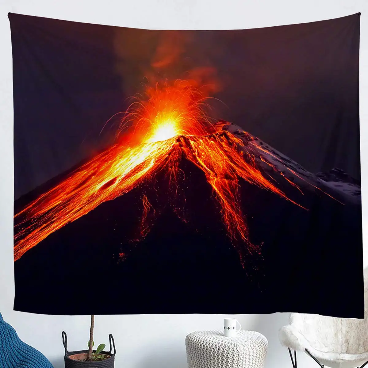 Tapiz de volcán, tapiz de geología natural, tapiz de paisaje de erupción de Magma, colgante de pared para dormitorio, sala de estar, decoración de dormitorio