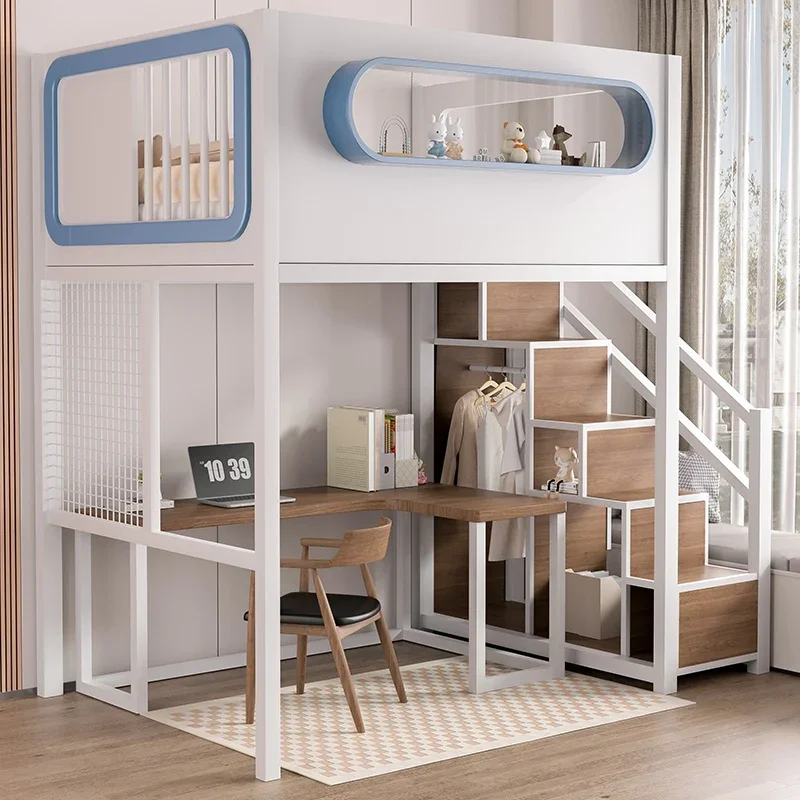 Children's raised bed sheet Upper Lower table bed Small room Space saving Duplex second floor Overhanging bed