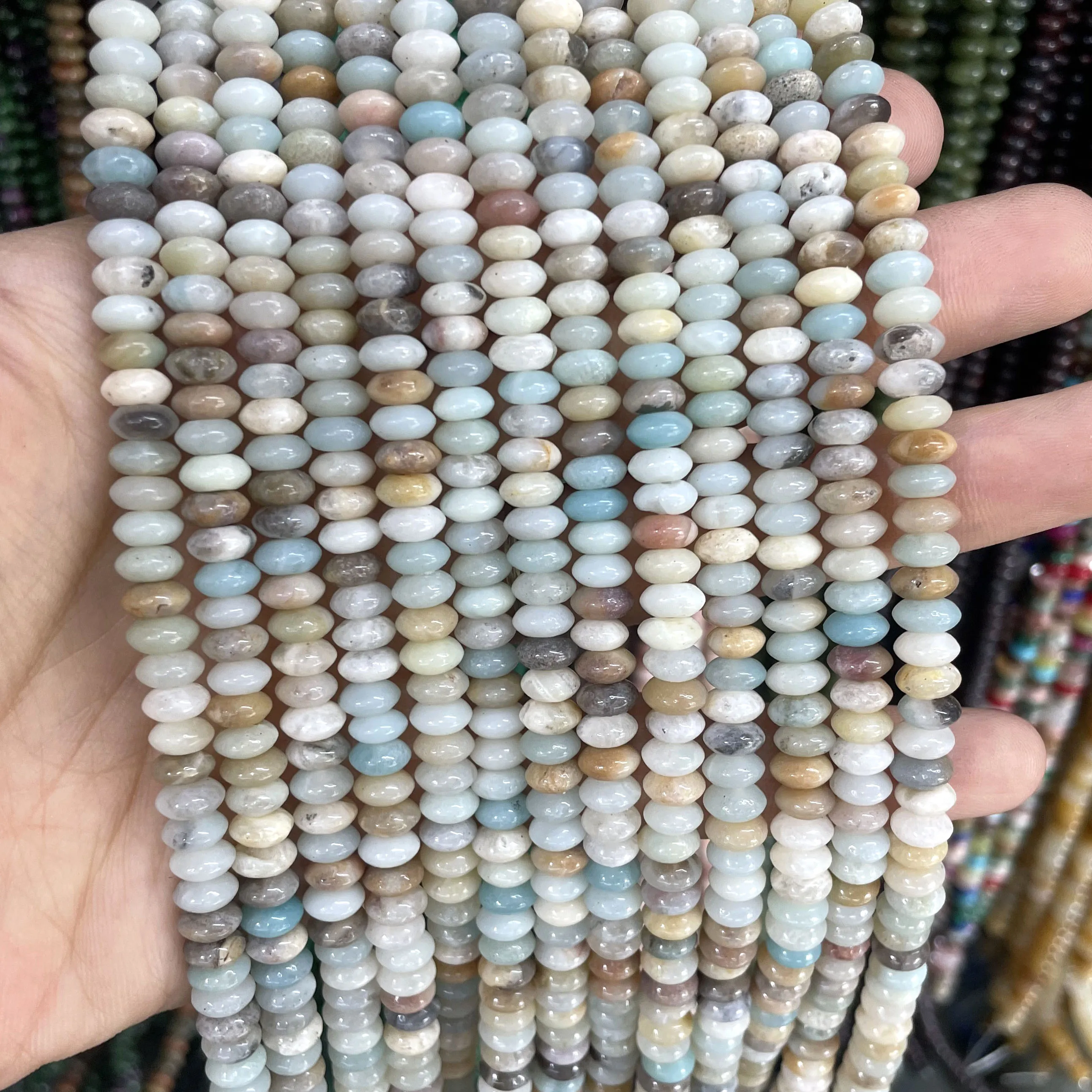 3X6MM Naturstein Rondelle Quarz Achat Türkis Runde Zwischenperlen für Schmuckherstellung DIY Armband Halskette Zubehör – Detail 6