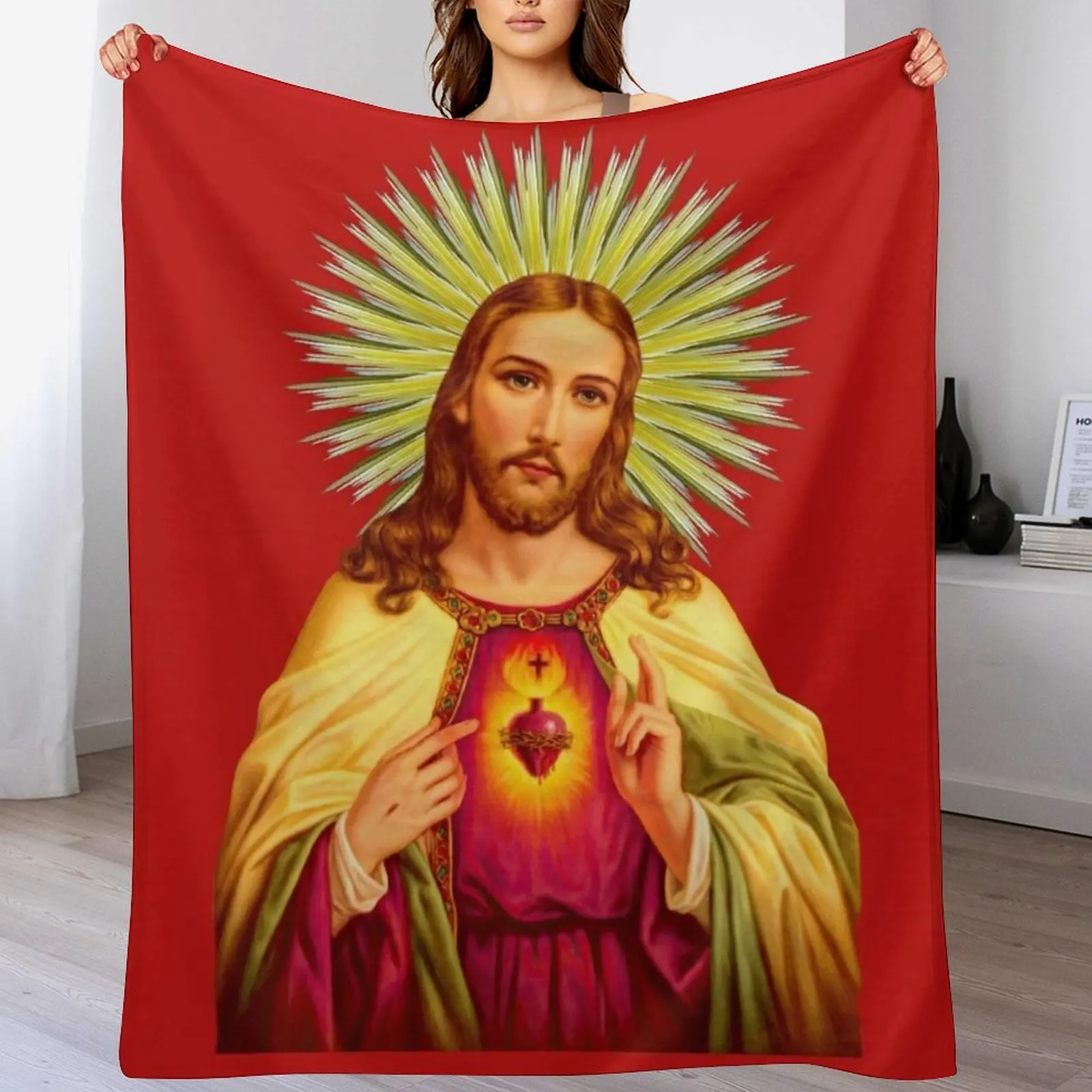 

Sacred Heart of Jesus Catholic Detente Sagrado Corazon de Jesus Throw Blanket Soft Beds decorative Luxury Throw Custom Blankets