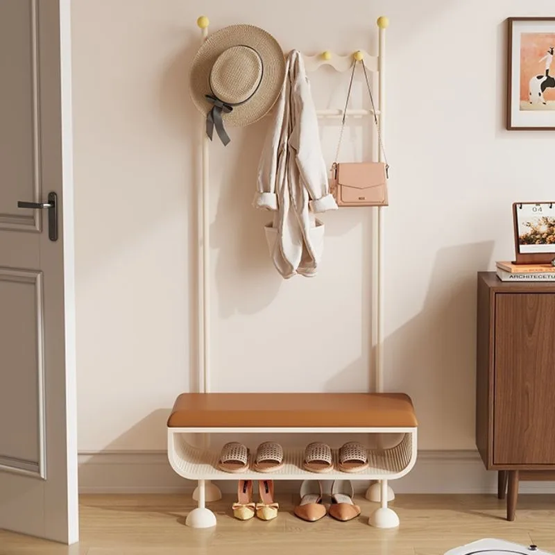 

Simple Entrance Shoe Bench Clothes Rack Integrated Home Porch Coat Rack Can Sit Shoe Bench Storage Rack Hangers for Clothes