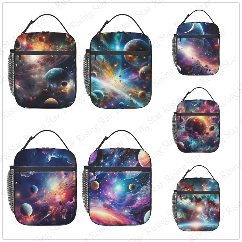 

Mysterious Universe Planet Galaxy Lunch Bag insulated bag waterproof Bento Bag Outdoor Ice Pack Travel Picnic Bags