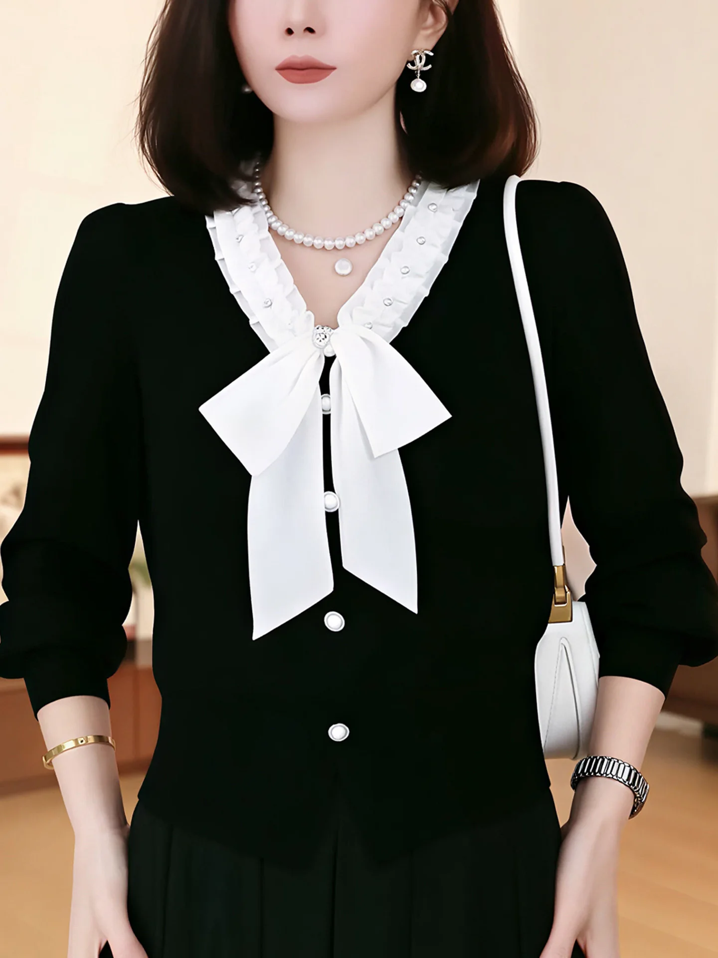 

Commute Faionable Long Sve Camere Knitwear Women's Knot Design Autumn Season Versatile Sli Top
