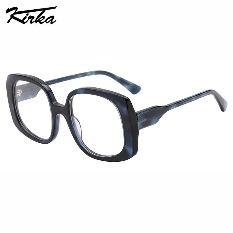 Kirka Large Square Glasses Frame for Women Acetate Optical Eyewear Tortoise Shell Colors with Temples WD2220