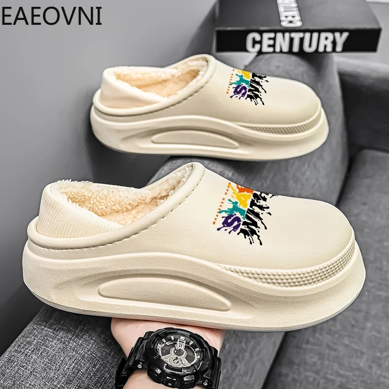 Slippers for Men Velvet Thickening Eva Mans Slipper Warm Plush Popular Model Couple Shoe Soft Comfortable Hard-wearing Hot Sale