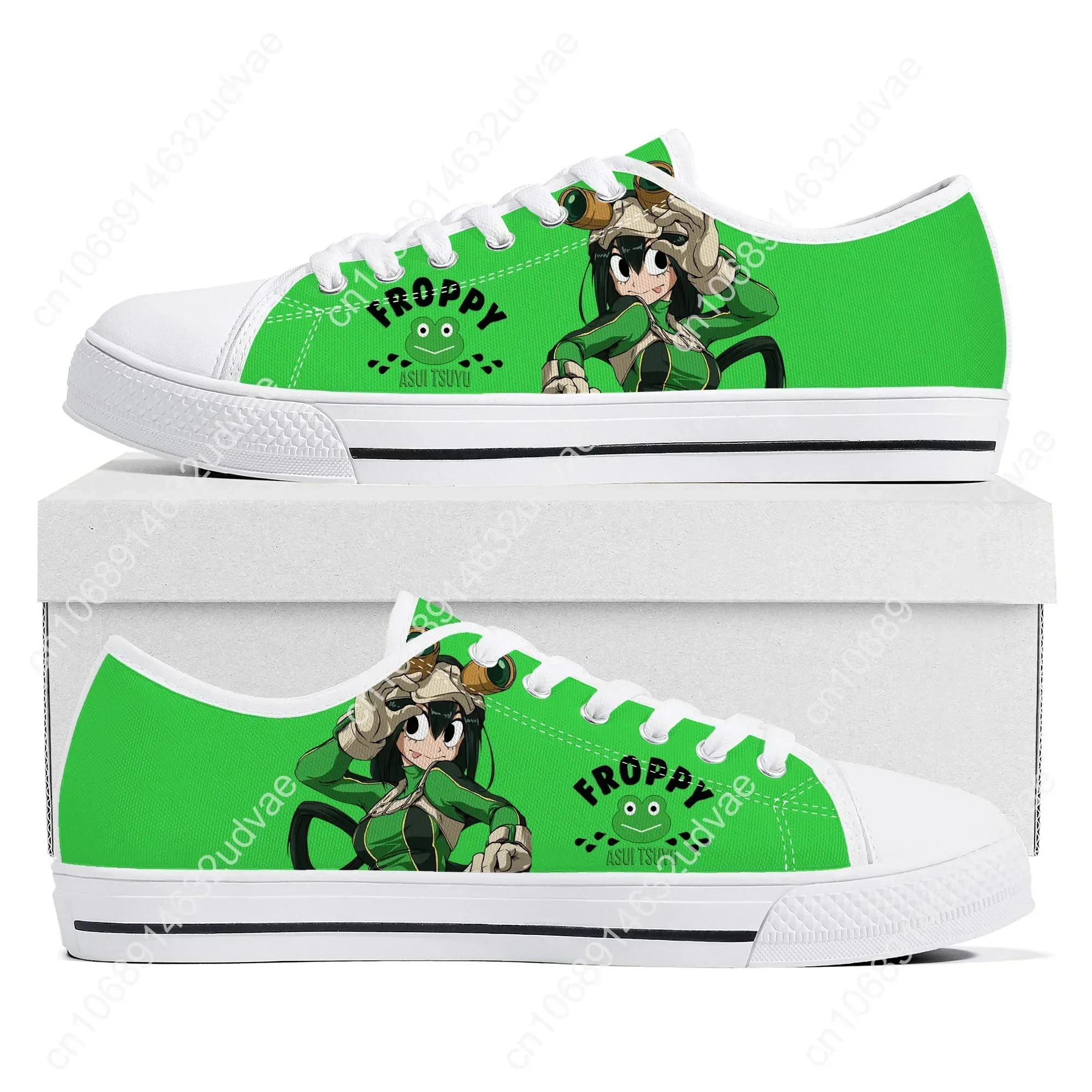 Asui Tsuyu My Hero Academia Low Top Sneakers Mens Womens Teenager High Quality Canvas Sneaker Casual Couple Shoes Custom Shoe