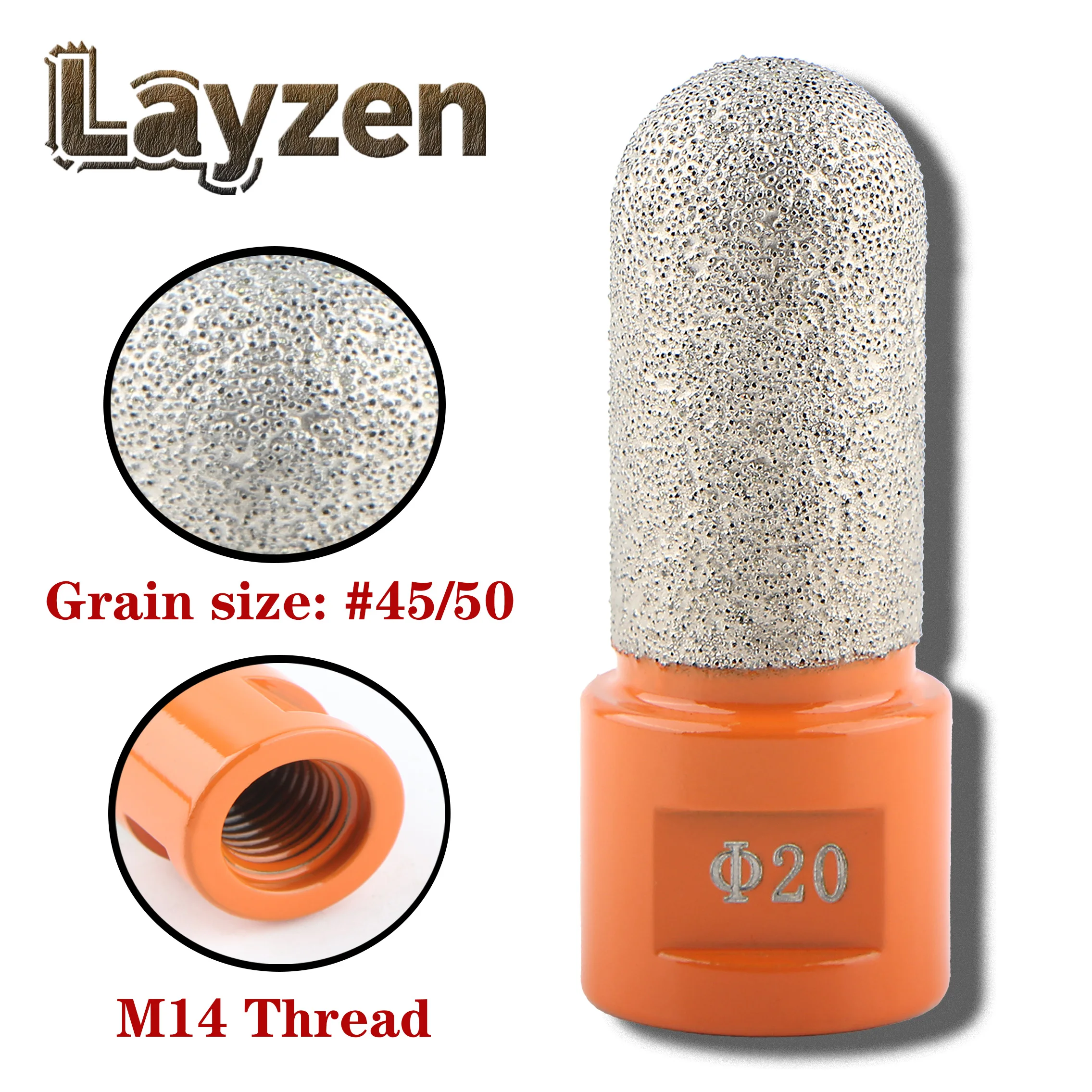 

20 мм резьба M14, вакуумная пайка, алмазные насадки, шаровая концевая фреза для керамической плитки, мрамора, гранита, угловая шлифовальная машина, фрезерные инструменты