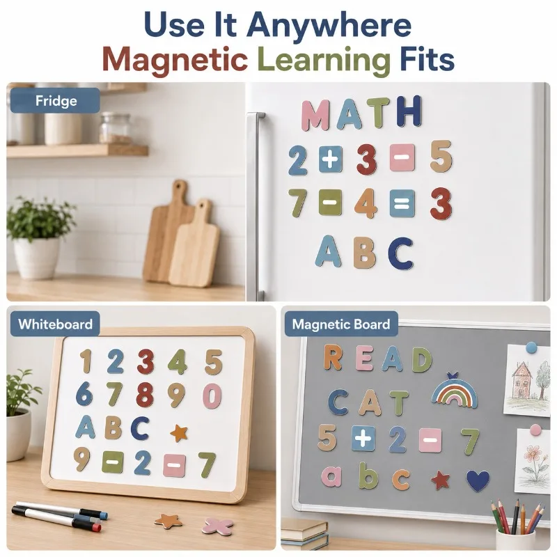 Soft EVA Magnetic Letters and Numbers 77PCS Fridge Alphabet Magnets ABC 123 Counting Spelling Toy with Clear Storage Case