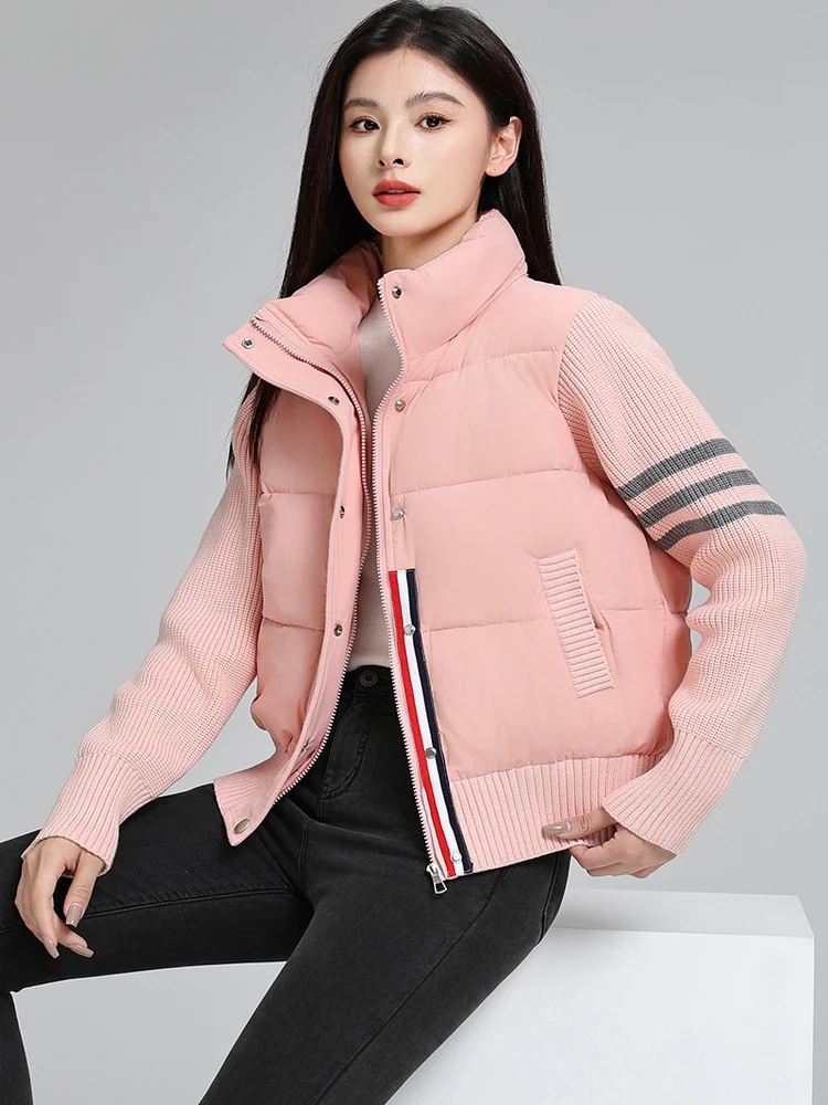 Or Capispalla da donna in cotone con giuntura lavorata a maglia Jaet Autunno Inverno Sle Cappotto in cotone color sangue dal design semplice per donna