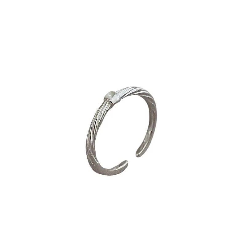 

Silver-plated small square extremely fine texture ring women's ins style niche design versatile open ring