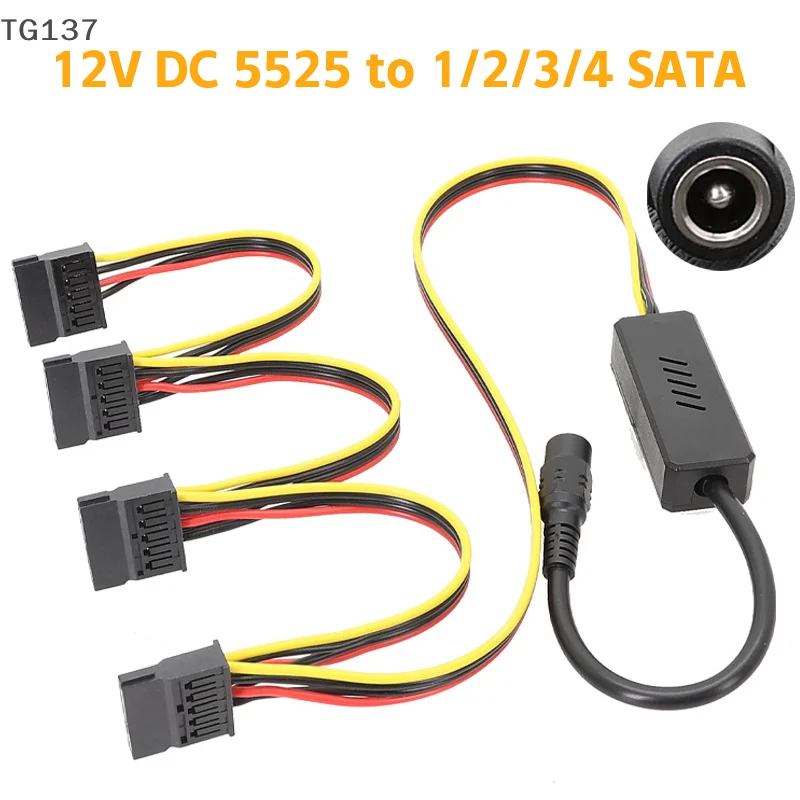DC 5525 To SATA Hard Drive Power Supply Cable DC 12V To 4Pin Molex HDD Cable Step-down Voltage Regulator