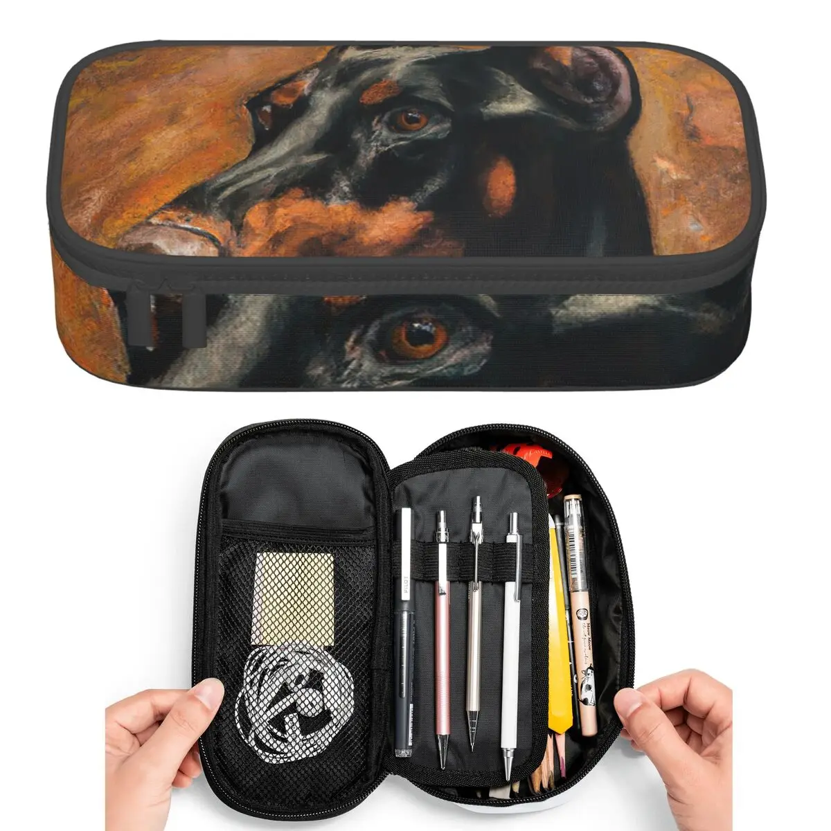 

Красивые пеналы для карандашей с изображением доберман-пинчера для студентов, пенал-коробка, сумка для карандашей, вместительный пенал, держатель для ручек