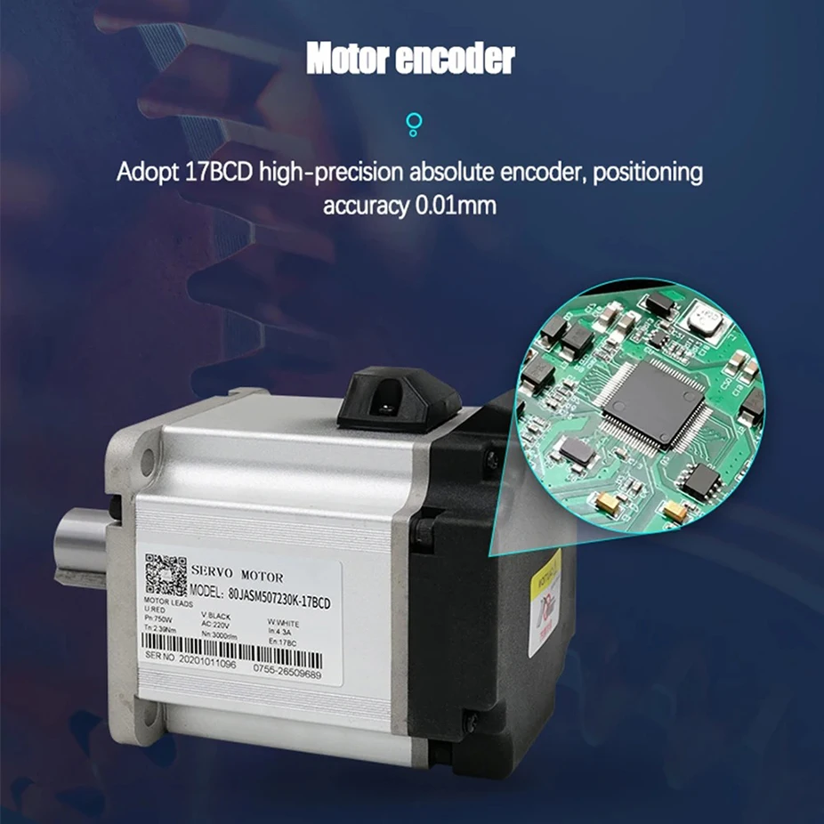 Jmc 80jasm507230k-17bcd + jand7502-20b 750w 0.75kw 3000rpm 2.39nm 80mm 220v محرك سيرفو يعمل بالتيار المتردد مع سائق 17 بت التشفير المطلق