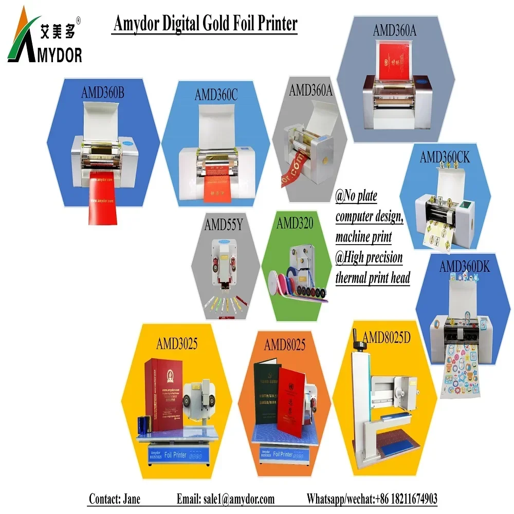 Amydor mesin cetak printer foil emas digital otomatis 360C/mesin cap hot foil untuk kartu undangan pernikahan AMD360C