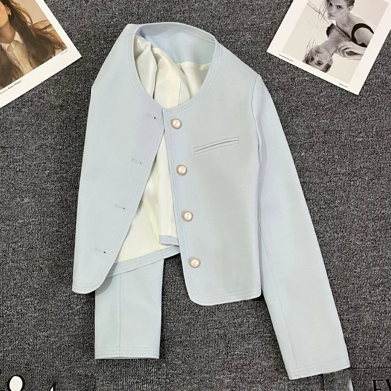 

Весенние и осенние блейзеры Annals для женщин Xiaoxiangfeng, женское пальто, темперамент, модное комфортное пальто для отдыха с круглым вырезом